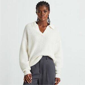 Everlane alpaca waffle stitch polo sweater